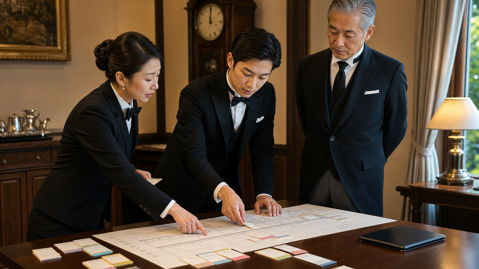 移動計画と予定カードを並べ、変更時の再構成を確認する研修