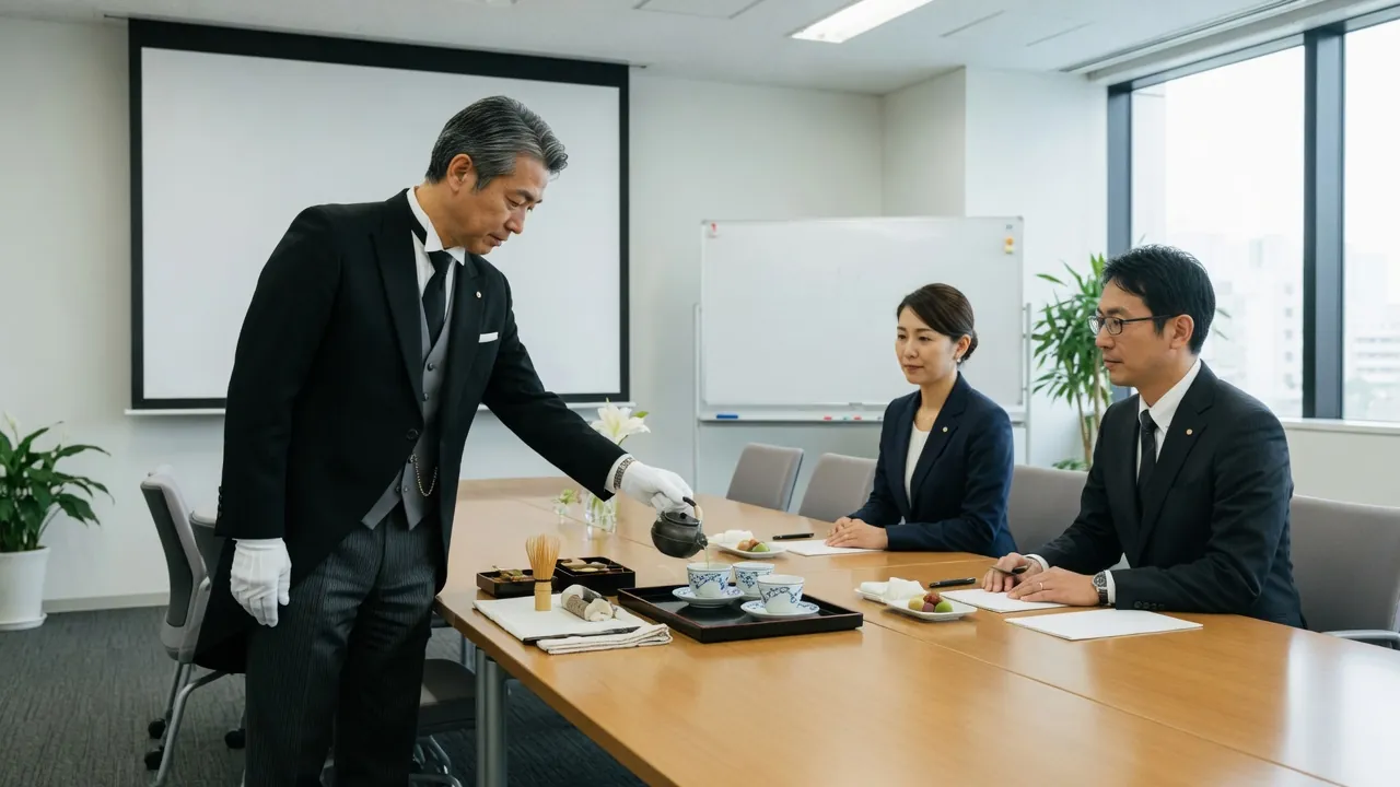 Hospitality Enhancement Training with a butler demonstrating service