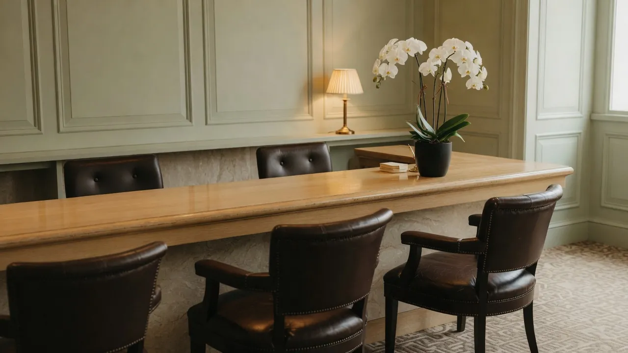 The reception space that welcomes visitors to the Association office