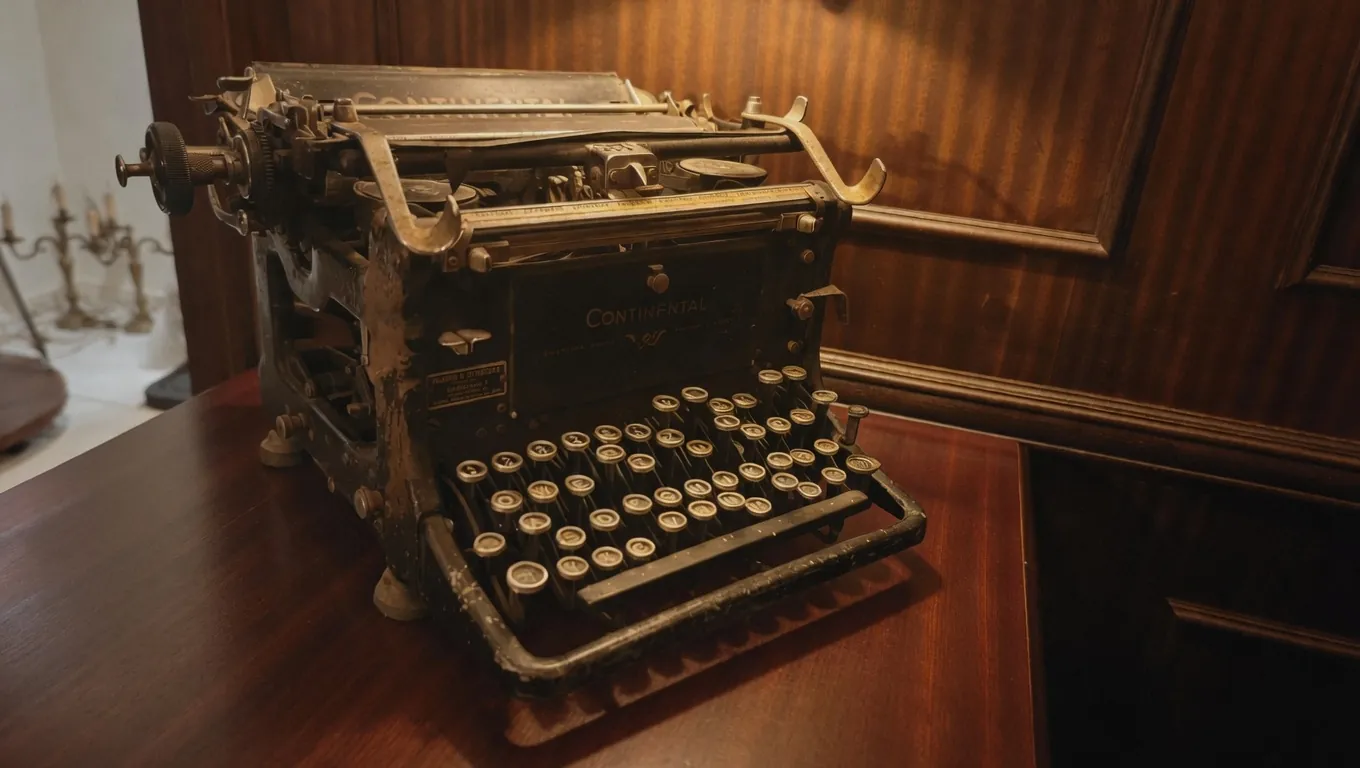 An antique typewriter, a symbol of activities that convey through words