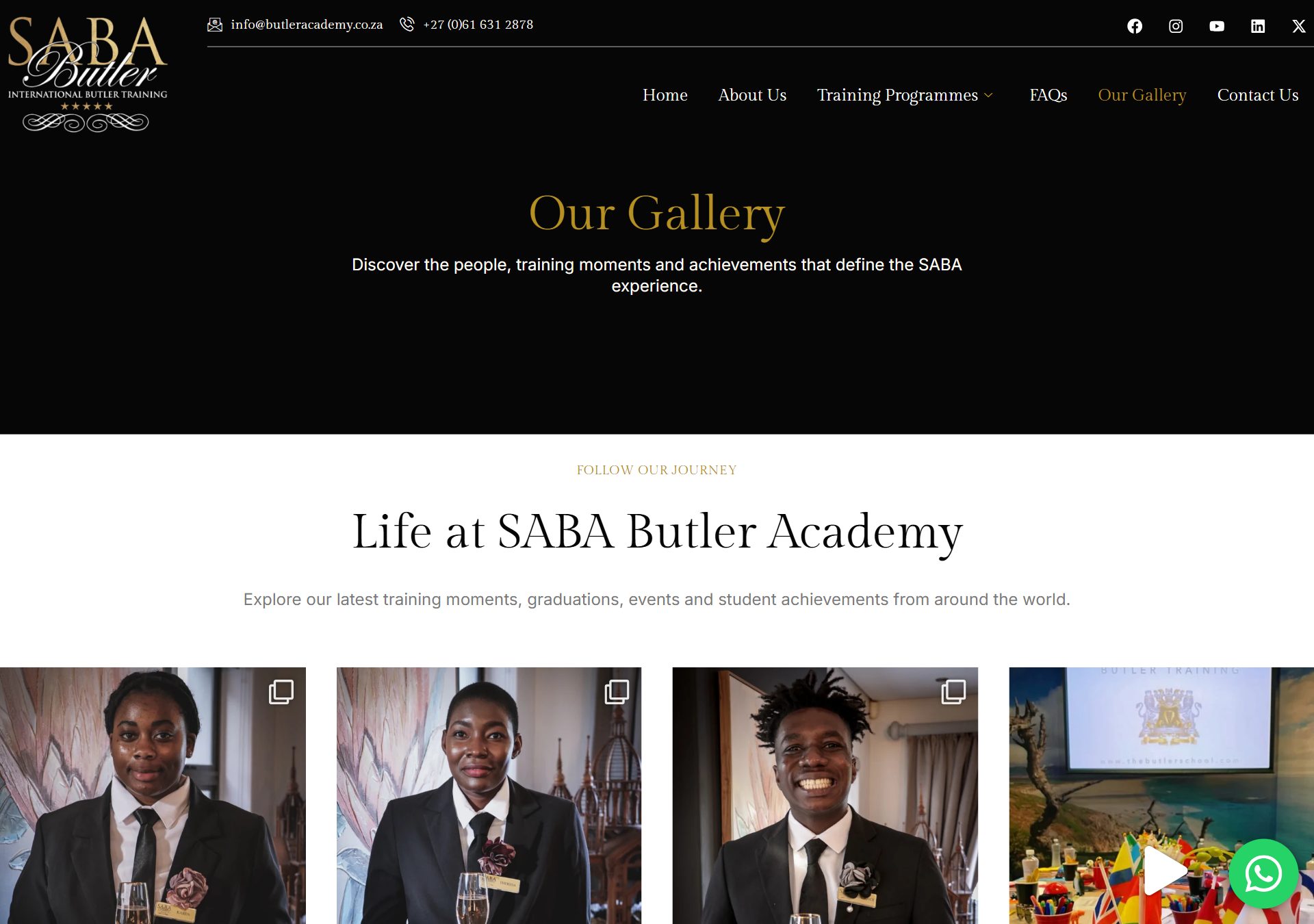 SABA国際バトラーアカデミー、2026年7月ケープタウンのホテルバトラー講座が満席の出典元「SABA International Butler Academy」の記事ページのスクリーンショット